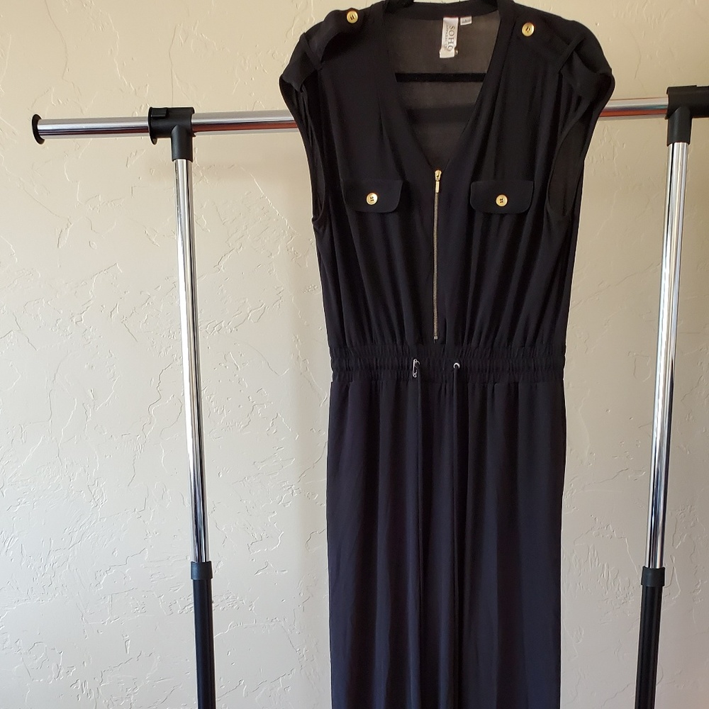 Soho Apparel Black Jumpsuit with Gold Details